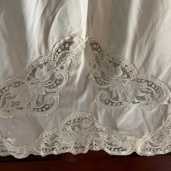 Vintage 1950s Slip Small White Ivory Nylon Lingerie Underskirt Lace Rockabilly - Picture 6 of 10